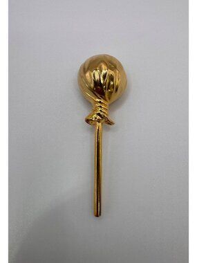 Vintage Gold Tone Lollipop Brooch Figural Candy Pin Novelty Sweet Treat Fun